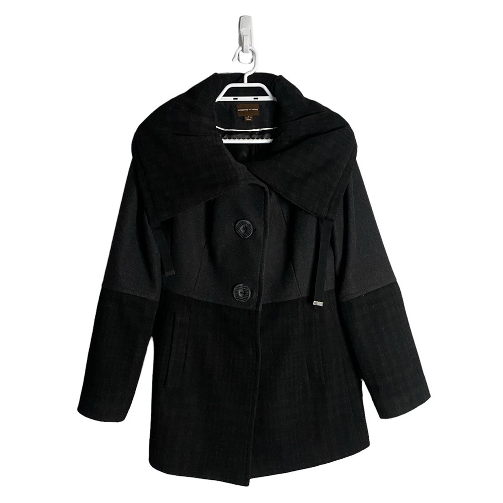 Adrienne Vittadini Women's Charcoal Wool & Cashmere Pea Coat